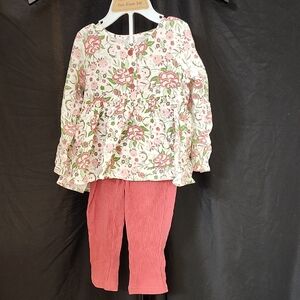 Baby Essentials Floral Top and Pink Bottom Set